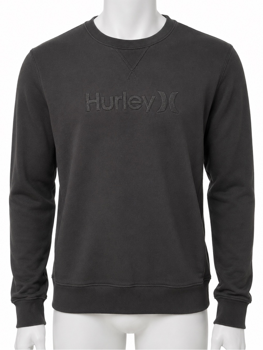 Hurley Men’s Black Embroidered Logo Crewneck Sweatshirt.